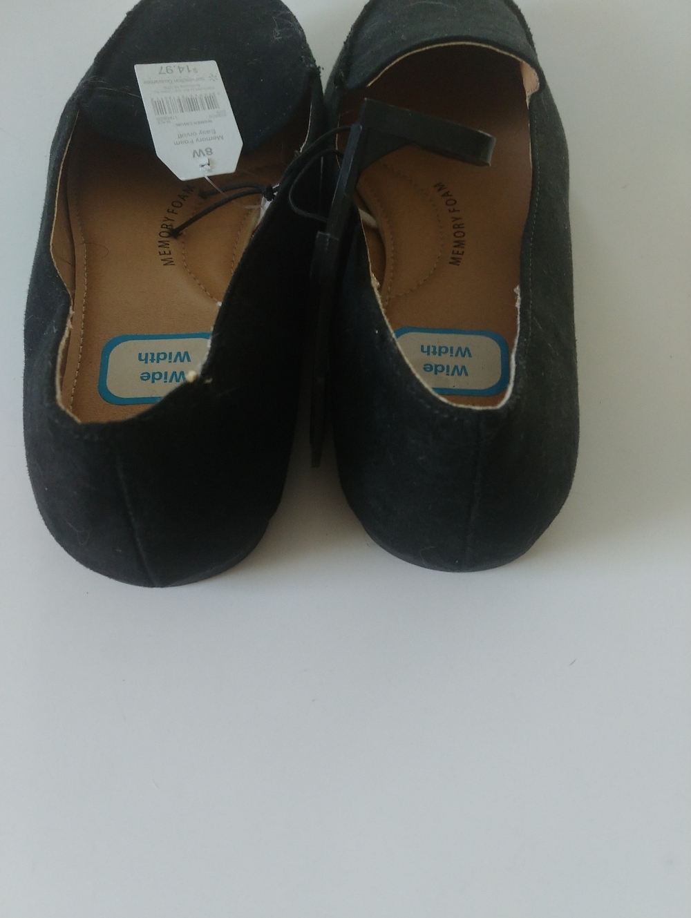Time and Tru Women's Wide Width Black Pointed Toe Flats - Suede-Look Size 8 - Picture 3 of 10